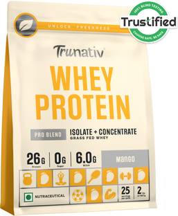 TruNativ Pro Blend Whey Protein, Grass-Fed Whey | 26g Protein | 6g BCAA | No Sugar| Whey Protein
