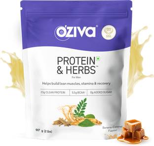 OZiva Protein & Herbs for Men | Muscle Building | No Added Sugar |Recovery and Stamina Whey Protein