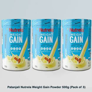 PATANJALI Nutrela Weight Gain Powder, Weight Gain Shakes For Underweight, 500g (Pack of 3) Weight Gainers/Mass Gainers