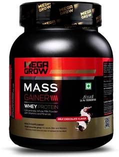 MEGAGROW Whey Protein Mass Gainer- Milk Chocolate Flavour | 22.81g Protein, High Calories Weight Gainers/Mass Gainers