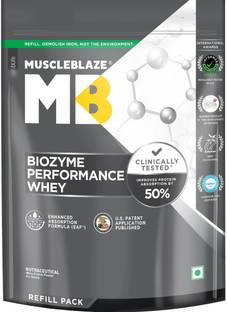 MUSCLEBLAZE Biozyme Performance Whey Protein Powder Refill Pack, 25g Protein Per Scoop Whey Protein