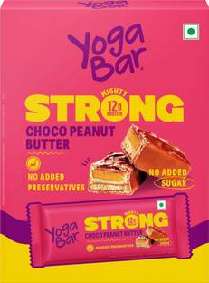 Yogabar 12g Protein, Strong Choco Peanut Butter Protein Bars (Pack of 6), No Added Sugar Protein Bars