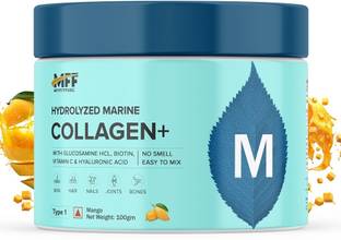 MyFitFuel Premium Marine Collagen + Biotin, Hyaluronic Acid, Glucosamine &more, 100g Mango Protein Shake