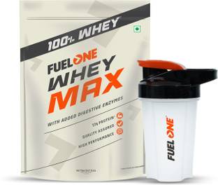 FUELONE Whey Max, Whey Protein Concentrate & Whey Protein Isolate, 27g Protein & Shaker Whey Protein