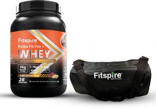 Fitspire Evika Fit Pro + Whey Protein with Gym Bag | 36g Protein per 100g Serving | Whey Protein
