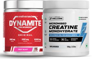 Wellversed Dynamite Pre-Workout + Wellcore Creatine Monohydrate Powder | Unleash Explosive Energy Pre Workout