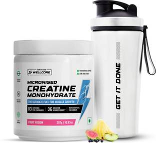 Wellcore Micronised Creatine Monohydrate + Steel Shaker | Trustified Certified Creatine