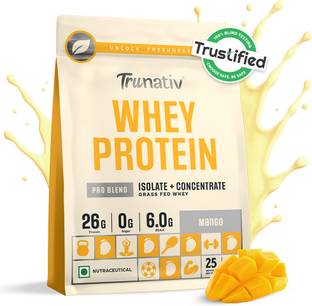 TruNativ Pro Blend Whey Protein, Grass-Fed Whey | 26g Protein | 6g BCAA | No Sugar| Whey Protein