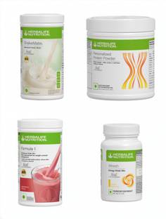 HERBALIFE F1 SHAKE MIX-STRAWBERRY,SHAKEMATE,PP-200GM AND LEMON (PACK OF 4) Protein Shake