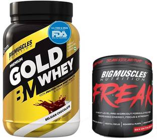 BIGMUSCLES NUTRITION Premium Gold Whey With Freak Preworkout Whey Protein