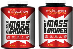 Evolution Nutrition Combo Of 2 Muscle Mass Gainer High Calories 1180(13.2Lbs ChocoVanilla) Weight Gainers/Mass Gainers