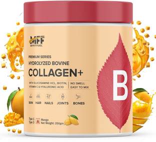 MyFitFuel Premium Bovine Collagen +Biotin, Hyaluronic Acid, Vitamin C &More 250g Mango Protein Shake