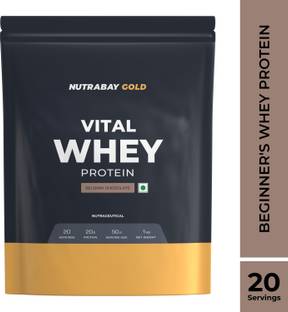 Nutrabay Gold Vital Whey Protein for Beginners, 20.4g Protein - 1kg, Belgian Chocolate Whey Protein
