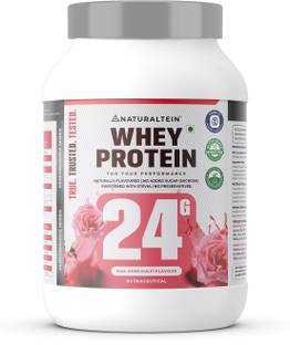 NATURALTEIN Natural Whey 1kg| Max Rose Kulfi| 24g Protein| Stevia| Gluten & Soy Free Whey Protein