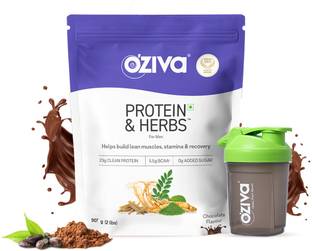 OZiva Protein & Herbs for Men | Muscle Building | No Added Sugar |Recovery and Stamina Whey Protein