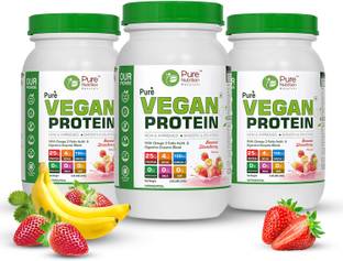 Pure Nutrition Plant Protein Powder| Pea & Brown Rice with Omega3 |Muscle Growth & Strength Plant-Based Protein