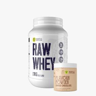 Muscle Asylum Whey Protein Unflavoured, 1 kg and Whey Flavour Powder Swiss Chocolate Whey Protein