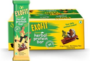 EXOFIT Classic Herbal Protein Bar Box, Pack of 4 Bars Protein Bars