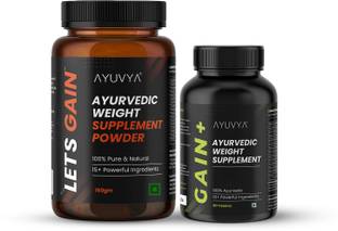 Ayuvya Ayurvedic Gain+ & Lets Gain 100% Ayurvedic Weight Gain Combo | Boost immunity Weight Gainers/Mass Gainers