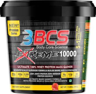BCS 3 Extreme 10000 Ultimate 100% Whey Protein Mass Gainer(Strawberry-5Kg) Whey Protein