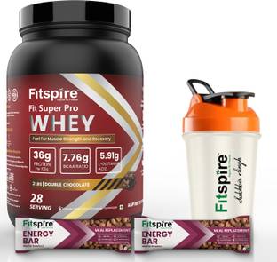 Fitspire Fit Super Pro Whey Protein | Muscle Growth | Free Energy Bars & Shaker Whey Protein