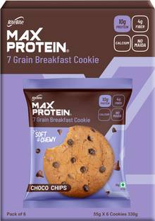 RiteBite Max Protein Choco Chips Cookies with 10g Protein & 4g Fiber | 7 Grain Breakfast Snack Protein Cookie
