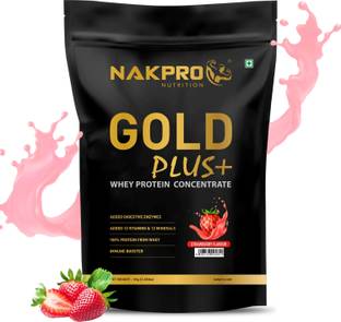 Nakpro Gold Plus+ Whey Protein Concentrate with Digestive Enzymes|25g Protein 5.5g BCAA Whey Protein