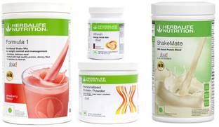 Herbalife Nutrition FORMULA-1 SHAKE STRAWBERRY+PROTEIN POWDER -200GM+AFRESH -ELACHI-+SHAKE MATE Protein Shake