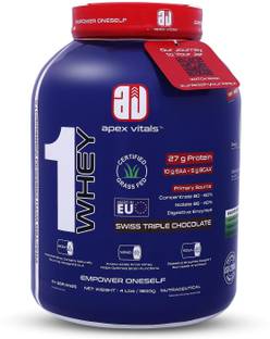 Apex Vitals 1 Whey|Grass-Fed Whey|27g Protein,10g EAA+5g BCAA Digestive Enzymes 25+ Serving Whey Protein