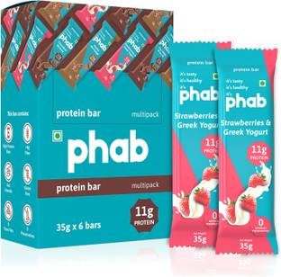 Phab 11G Protein Bars (Pack Of 6), High Fiber, With Goodness Of Dates & Cocoa Powder Protein Bars