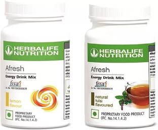 Herbalife Nutrition Afresh Energy Drink Mix Lemon and Tulsi Flavor 50 GM in Pack of 2 Protein Blends