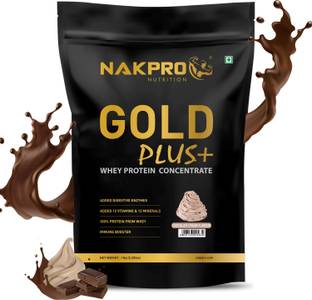 Nakpro Gold Plus+ Whey Protein Concentrate with Digestive Enzymes|25g Protein 5.5g BCAA Whey Protein