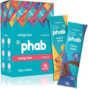 Phab 5g Protein Bars With No Preservatives, High Fibre, Loaded with Nuts (Pack of 6) Energy Bars