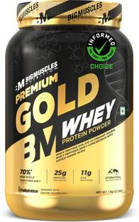 BIGMUSCLES NUTRITION Premium Gold Whey | 25g Protein Per Serving, 0g Sugar,5.5g BCAA Whey Protein
