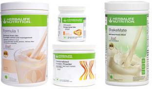HERBALIFE FOMULA-1 SHAKE VANILLA+PROTEIN POWDER -200GM+AFRESH -PEACH-+SHAKE MATE Protein Shake