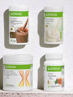 HERBALIFE F1 SHAKE MIX-CHOCOLATE,SHAKEMATE,PP-200GM AND TULSI (PACK OF 4) Protein Shake
