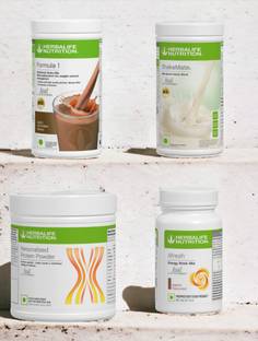 HERBALIFE F1 SHAKE MIX-CHOCOLATE,SHAKEMATE,PP-200GM AND ELAICHI (PACK OF 4) Protein Shake