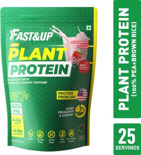 FAST&UP Plant Protein with 26g Protein, 4.6g BCAA, 4.8g Glutamine & Amino Acids Profile. Plant-Based Protein