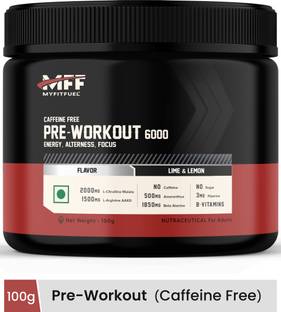 MyFitFuel Pre-Workout 6000 Caffeine Free (5.35g Aminos+8 More Energy, Focus) 100gLimeLemon BCAA