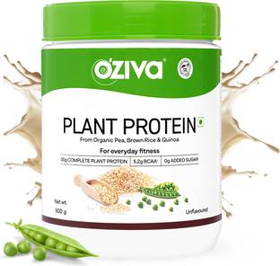OZiva Organic Plant Protein,(Pea protein & Brown Rice) for Everyday Fitness,Unflavored Plant-Based Protein