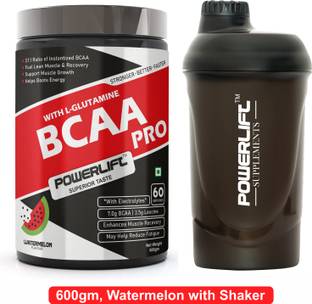 POWERLIFT BCAA Pro with Shaker,Reducing Muscle Breakdown, Muscle Recovery with Electrolyte BCAA