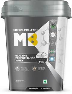 MUSCLEBLAZE Biozyme Performance Whey Protein Powder (4x1kg Pouch), 25g Protein Per Scoop Whey Protein
