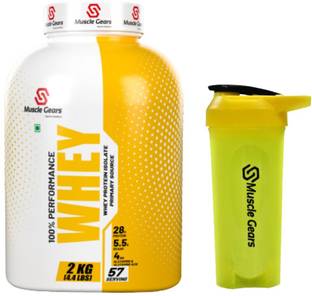 Muscle Gears Performance Whey Protein with Typhoon Blender Shaker Sipper Bottle. Whey Protein
