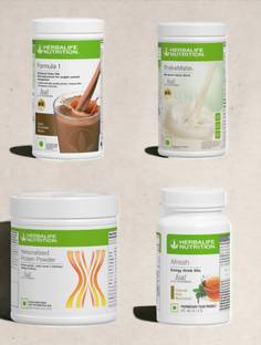 HERBALIFE F1 SHAKE MIX-CHOCOLATE,TULSI,SHAKEMATE AND PP-200GM (PACK OF 4) Protein Shake