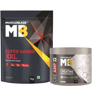 MUSCLEBLAZE Super XXL, For Muscle Gain, 1 kg with Creatine Monohydrate CreAMP Weight Gainers/Mass Gainers