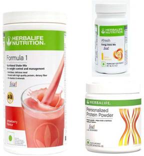 HERBALIFE Formula 1 Shake Strawberry With Protein Powder 200 Gram & Afresh Lemon Flavor Plant-Based Protein