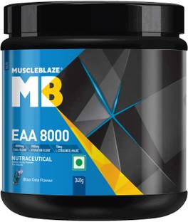 MUSCLEBLAZE EAA 8000, Intra Workout Supplement (Blue Cola, 340 g, 25 Servings) EAA (Essential Amino Acids)