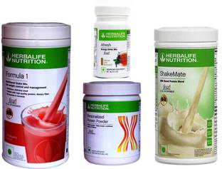 Herbalife Nutrition FORMOLA 1 SHAKE +PROTIEN STRAWBERRY 200g +AFRESH TULSI+ SHAKEMATE MILK POWDER Whey Protein