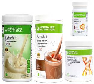 Herbalife Nutrition FORMULA1CHOCOLATE 500 PROTIEN 200 GAFRESHENERGYDRINK ELAICHI50 +SHAKEMATE 500 G Plant-Based Protein
