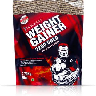 MUSCLE SIZE Weight Gainer 2200 Gold (6lbs, 2.72kg), Strawberry Flavor Weight Gainers/Mass Gainers